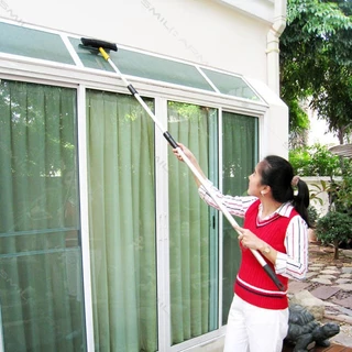 SmileArm® เฉพาะหัวเช็ดกระจก ขัดล้างรีดน้ำ2in1 ผ้าไมโครไฟเบอร์+ยางรีดน้ำ ที่เช็ดกระจก ล้างกระจกรถ ยางรีดกระจก