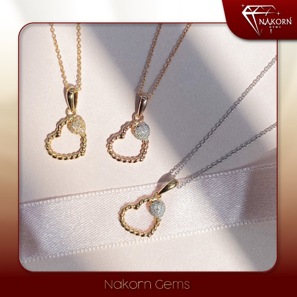 Gold necklace with cute heart pendant made from real gold in 14K
