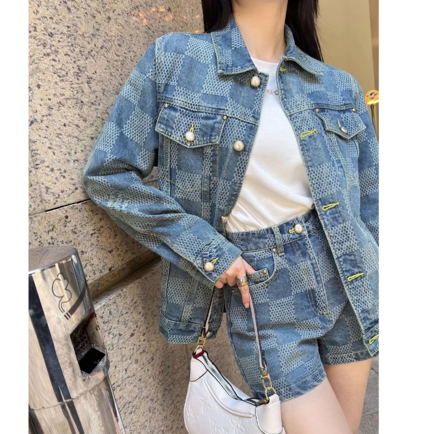 (ส่งฟรี) JACKET LOUIS VUITTON DENIM แจ็คเก็ต เสื้อคลุมยีนส์ กระดุมปั้ม หลุยส์