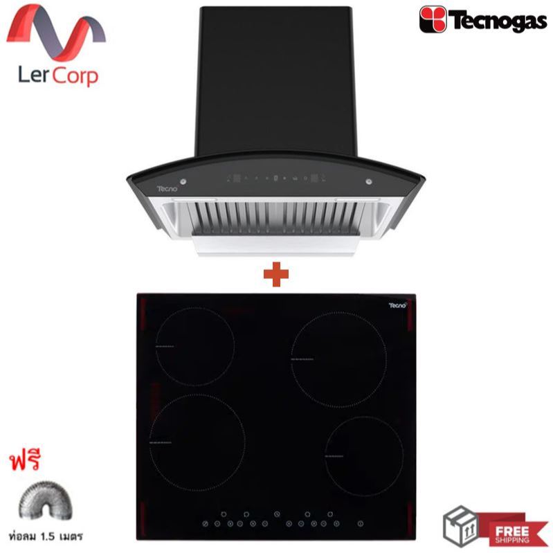 (Tecno) เครื่องดูดควันแบบกระโจม 60 ซม. TNS HD 60 MA/B + เตาเซรามิคไฟฟ้า 4 หัว แบบฝัง TNP VT 4060 MN 