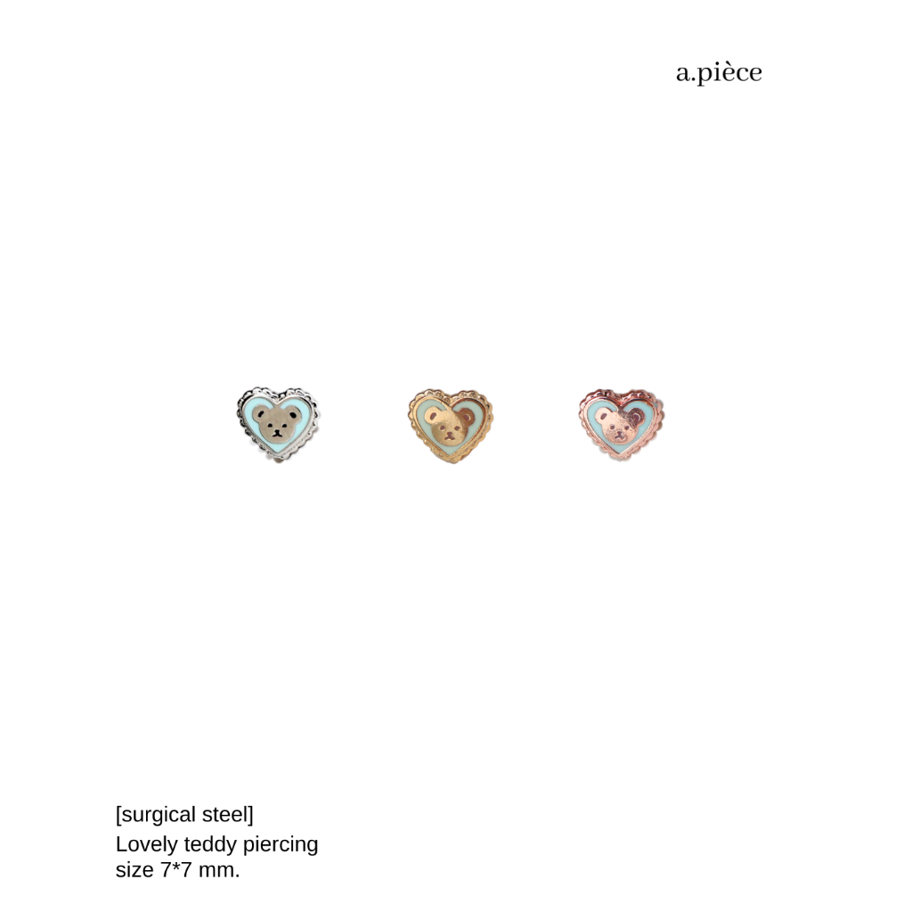 A.piece จิวแสตนเลส [surgical steel] Lovely teddy piercing (ราคาต่อข้าง)
