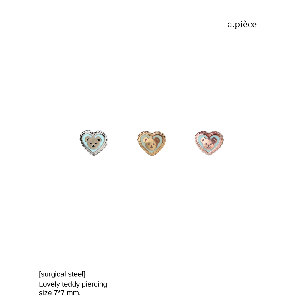 A.piece จิวแสตนเลส [surgical steel] Lovely teddy piercing (ราคาต่อข้าง)