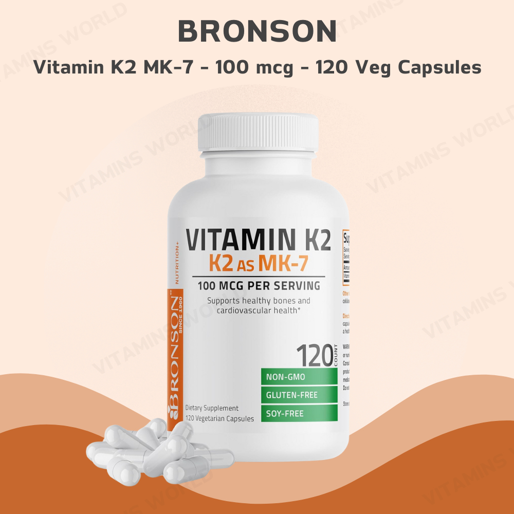 Bronson Vitamin K2 MK-7 - 100 mcg - 120 Vegetarian Capsules(V.693)