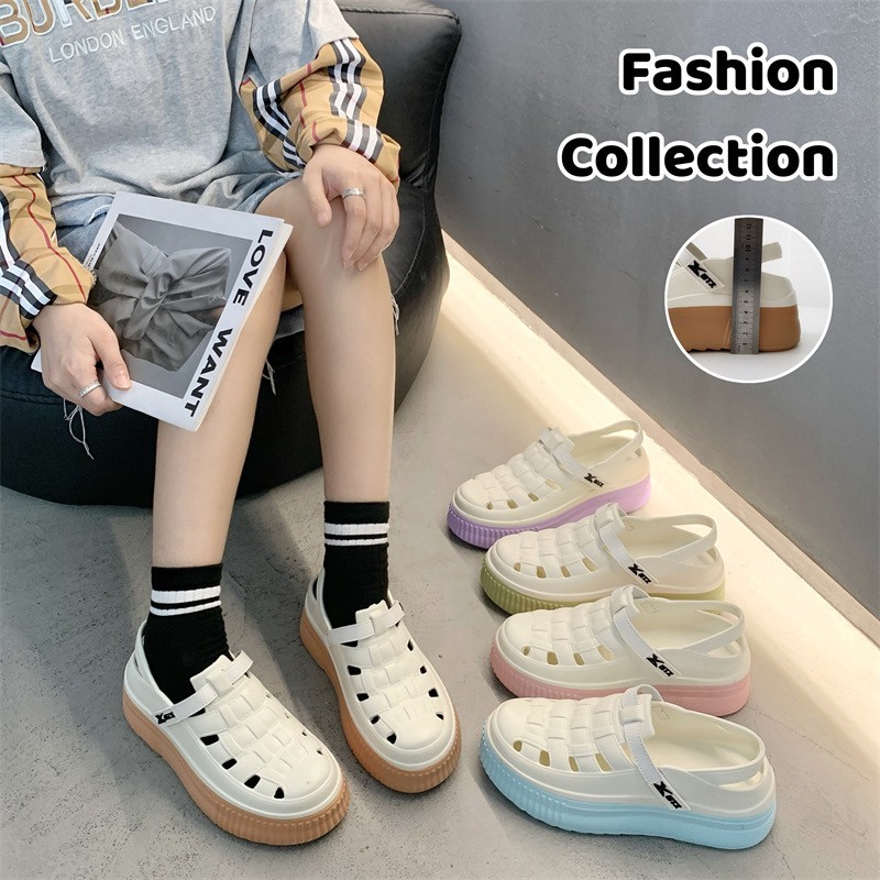 สีใหม่ รุ่นใหม่ รองเท้าแฟชั่นเสริมส้น รองเท้าส้นตึก มีสายรัดส้น สำหรับใส่ไปเที่ยว ไปทำงาน พร้อมส่ง BX-52