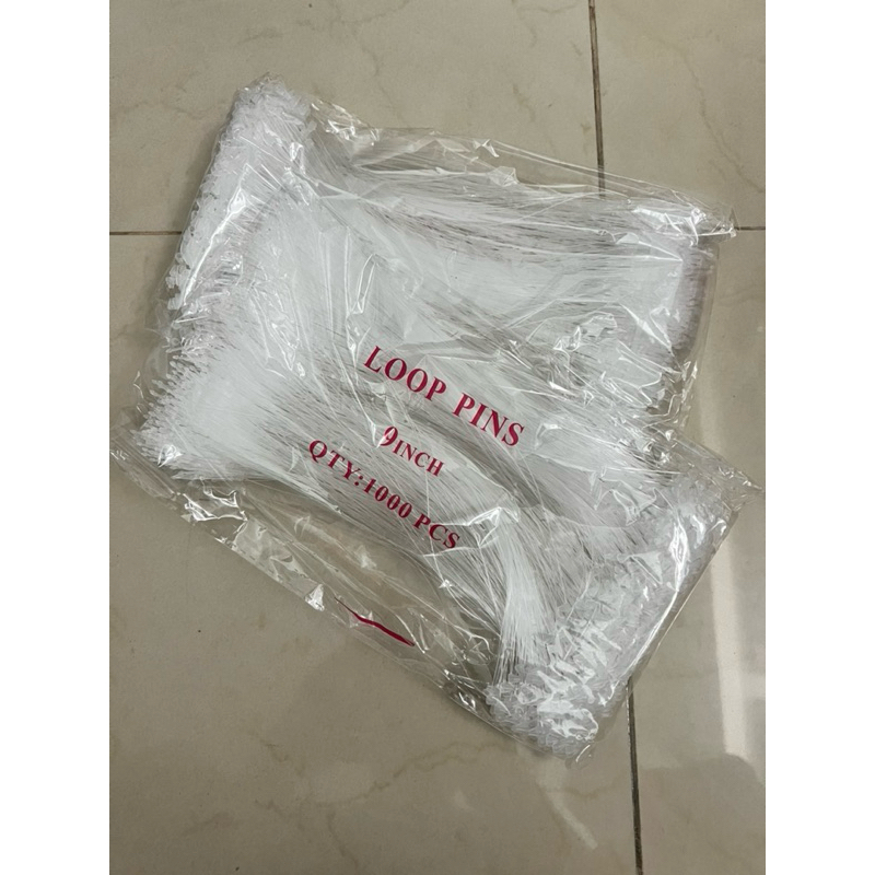 หนวดกุ้ง คล้องสินค้า 9 นิ้ว 1000 เส้น เป็นแบบใส ใช้สำหรับห้อยติดป้ายราคา