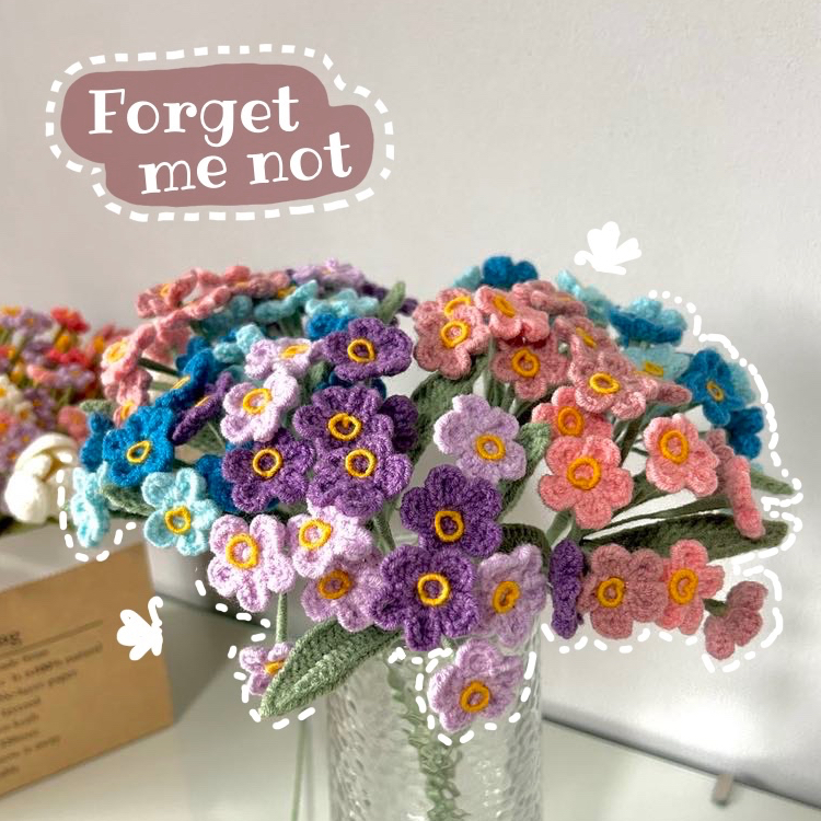 ✨PONY MADE STUDIO 🌸ดอก forget me not  ถักไหมพรม (สินค้ามีพร้อมส่ง)