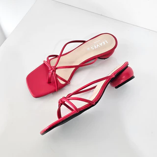 LEAVESSHOES รองเท้าแฟชั่นผู้หญิง รุ่น HONEY ส้นสูง 1 นิ้ว รองเท้าผู้หญิงมีส้น แบบสวม