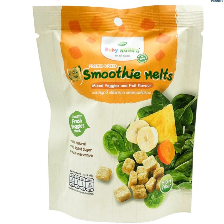 baby natura smoothie melts ขนมเด็กสมูทตี้ ฟรีซดราย รสผักและผลไม้ 8 กรัม