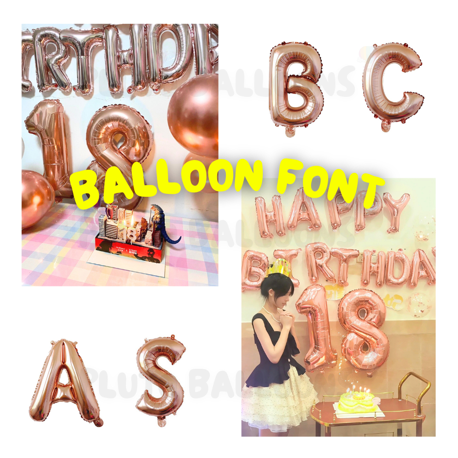 [ร้านไทย] -🎈ลูกโป่งฟอยล์ตัวอักษรภาษาอังกฤษ ขนาดใหญ่ ใบหนา ไม่ยุบง่าย สีโรสโกลด์ ขนาด 16 นิ้ว 🎈