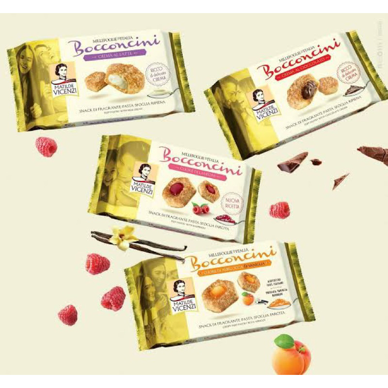 Vicenzi Millefoglie filled puff pastry 🇮🇹 พัฟเพสตรี้ 4สูตร นำเข้าจากอิตาลี ไส้ครีมนม/ช็อกโกแลต/ราสเบ