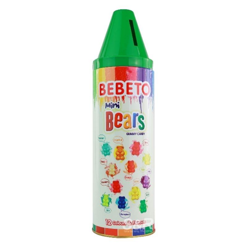 Bebeto Bears Gummy Candy เบเบโต้เยลลี่แบร์ รูปหมี เจลลี่รสผลไม้ ในขวดสีเทียน