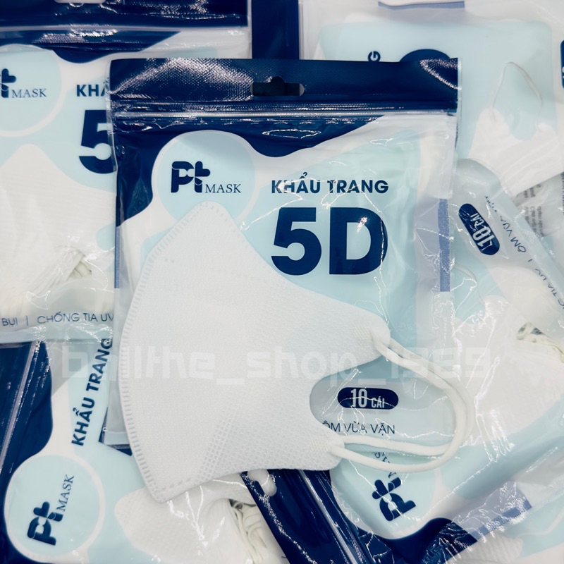 แมส5D คุณภาพพรีเมี่ยม 1 แพ็ค 10 ชิ้น งานหนา หน้ากากอนามัย 5D เเมสหน้าเรียว ใส่สบาย พร้อมส่ง