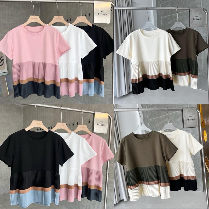 two tone เสื้อยืด แขนสั้นทูโทน ผ้ายืด นิ่มใส่สบาย