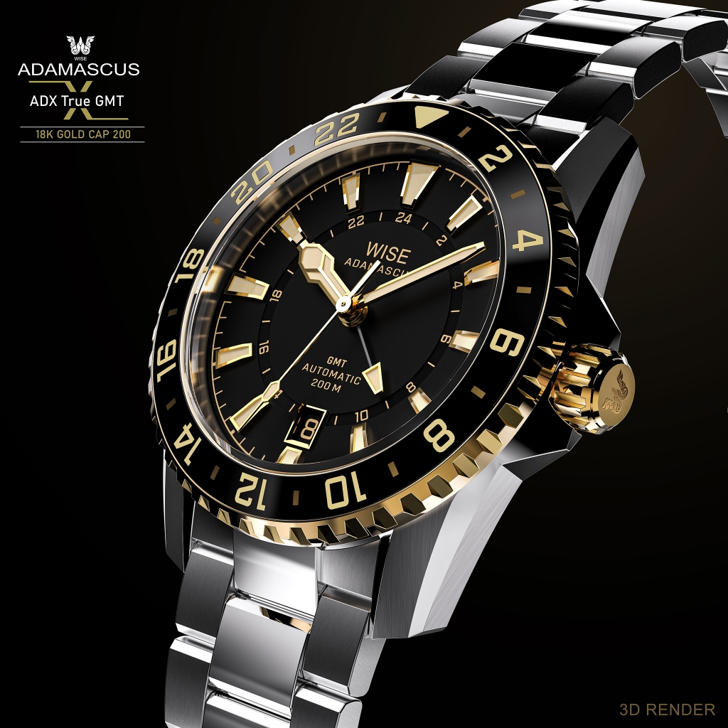 WISE ADAMASCUS ADX101YG True GMT 18K Yellow Gold Cap 200