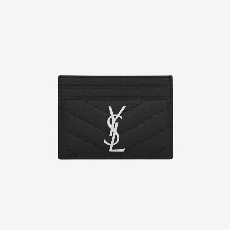 (Pre-order / ของแท้) YSL CARD CASE สีดำอะไหล่เงิน