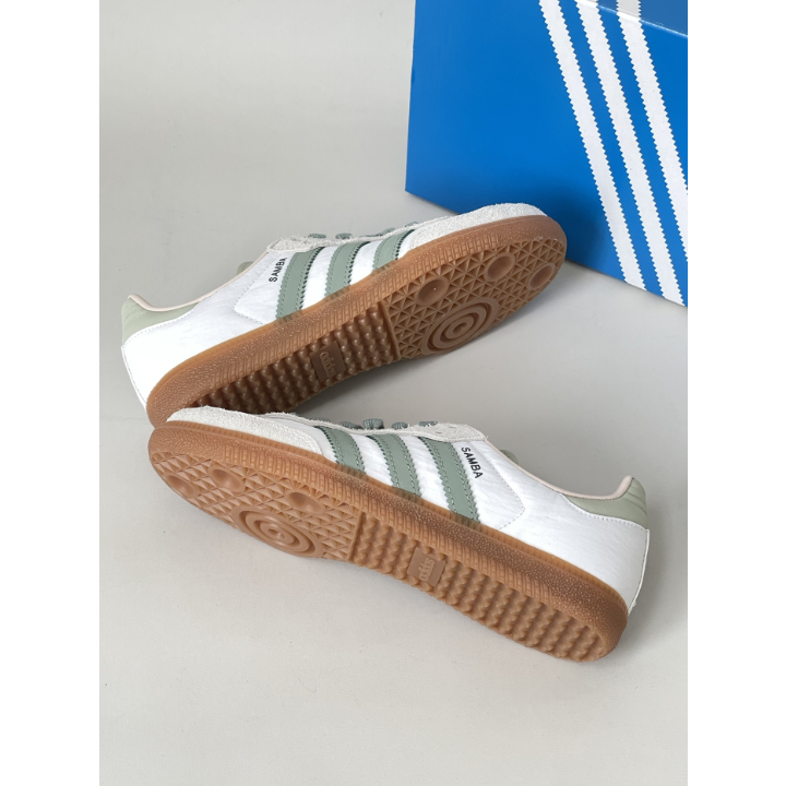 Adidas Samba OG "White Silver Green" ID0492 รองเท้า