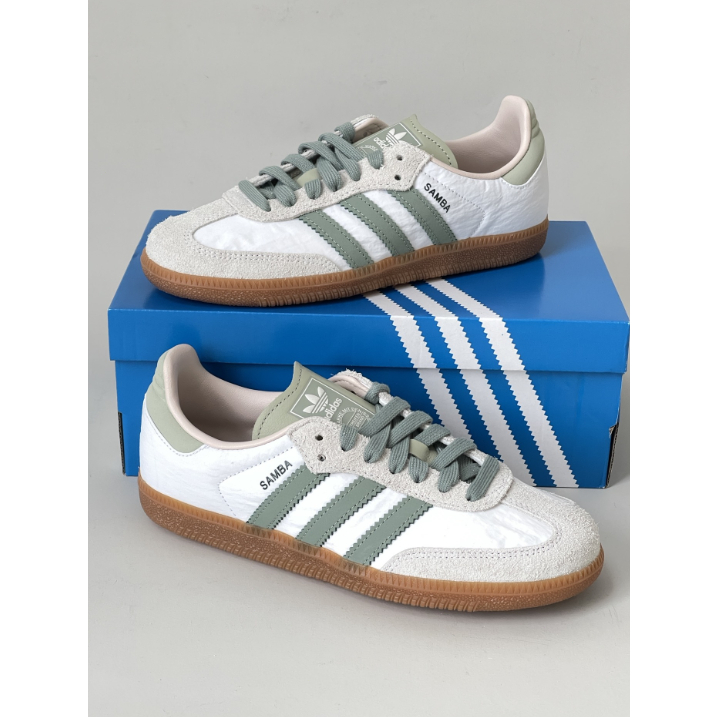 Adidas Samba OG "White Silver Green" ID0492 รองเท้า