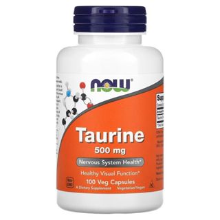 ทอรีน NOW Foods, Taurine, 500 mg, 100 Veg Capsules