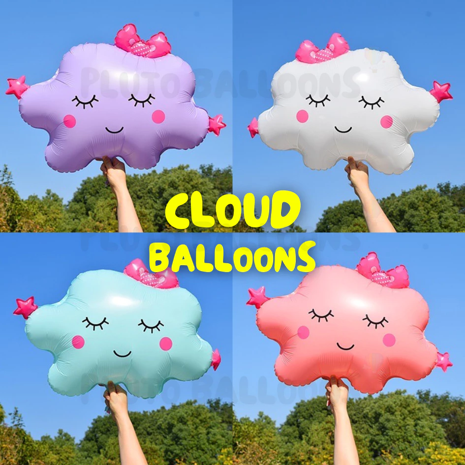 [ร้านไทย] - 🎈ลูกโป่งก้อนเมฆหน้ายิ้มใบใหญ่ 4 สี [ขาว ฟ้า ชมพู ม่วง]🎈