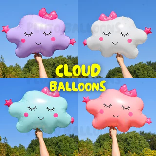 [ร้านไทย] - 🎈ลูกโป่งก้อนเมฆหน้ายิ้มใบใหญ่ 4 สี [ขาว ฟ้า ชมพู ม่วง]🎈
