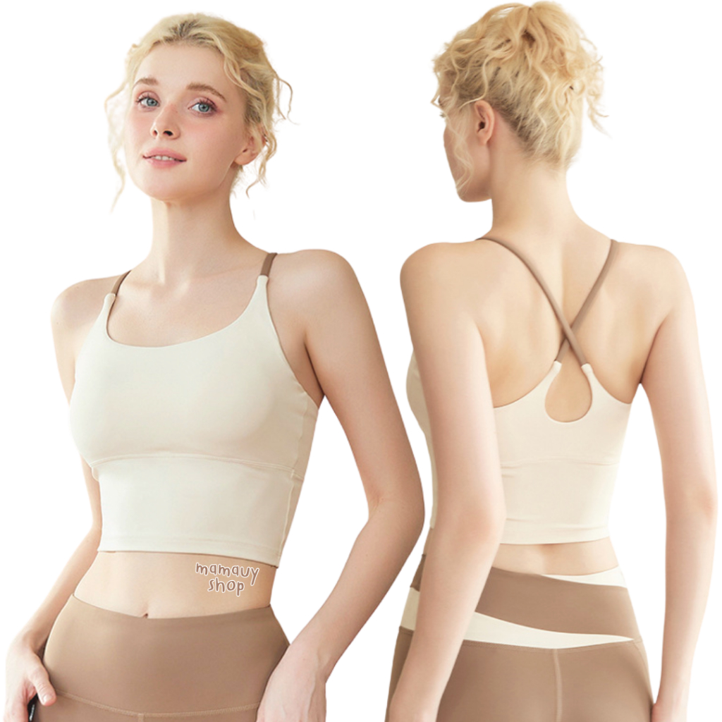เสื้อกล้ามกีฬา Sportbra สปอร์ตบรา ทรงยาวปิดสะดือ I มีฟองน้ำ #PTM2045