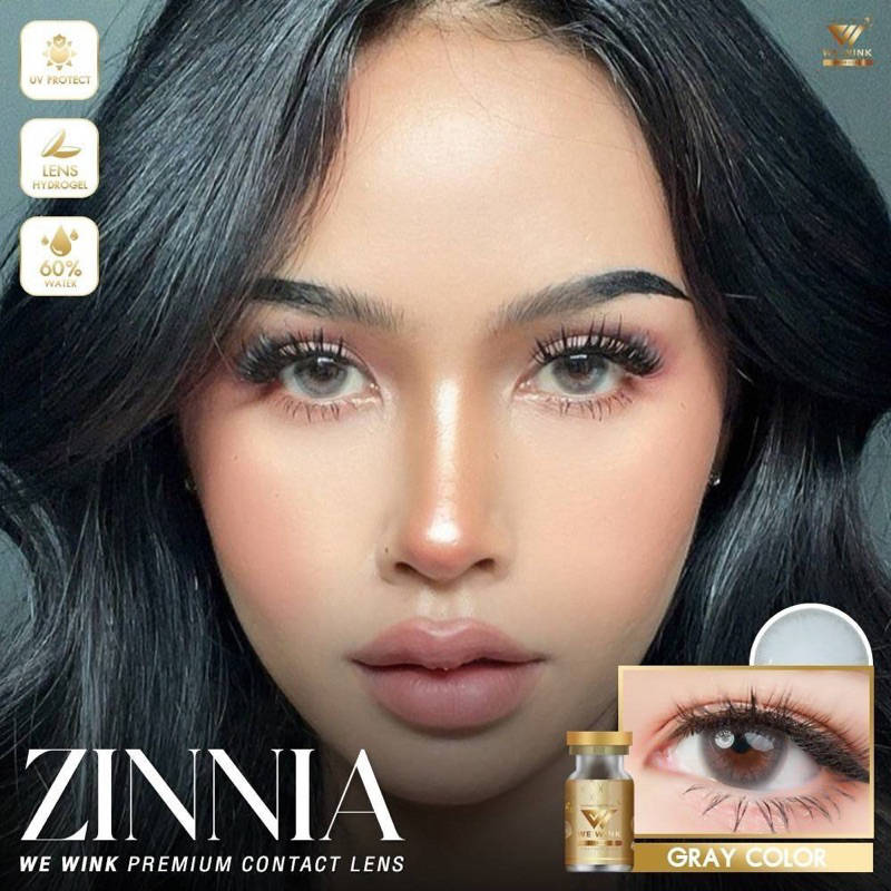 Zinnia (Dia 14.5) 👁👁(We Wink ฝาทอง) อมน้ำ 60%มากสุดในไทย Hydrogel Lens ป้องกันUV☀️ (เลนส์กรองแสง)