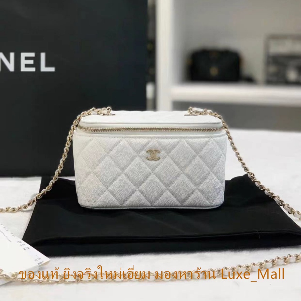 ของแท้ ยิงจริงใหม่เอี่ยม CHANEL 23B กระเป๋าสะพายโซ่กระเป๋าสะพายข้างผู้หญิงกระเป๋าเครื่องสำอางสีขาว a