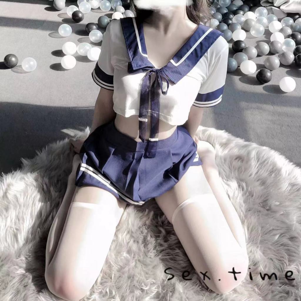 Sex time ชุดนอนแขนสั้นขาสั้น เซ็ท2ชิ้น คอปก sexy ชุดคอสเพลย์ ราคาถูกที่สุด