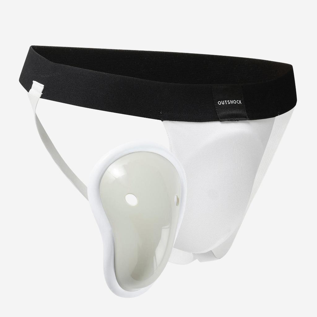 กระจับต่อยมวย กระจับนักมวย กระจับ ผู้ชาย เด็กผู้ชาย OUTSHOCK Men's Groin Guard Slipee 100 White
