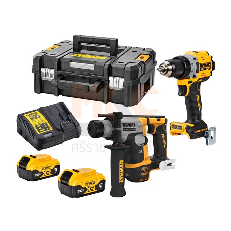 Dewalt สว่านไขควงและสว่านโรตารี่ ไร้สาย 20V DCK2215P2T-B1 รวม DCD800+DCH172 เซต