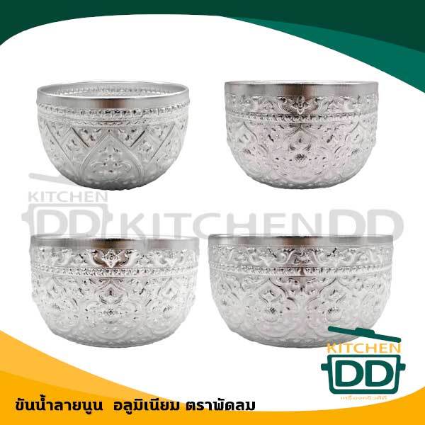 ขันน้ำลายนูน สีเงิน อลูมิเนียม พัดลม 18/22/24/26 ซม. - 1 ใบ
