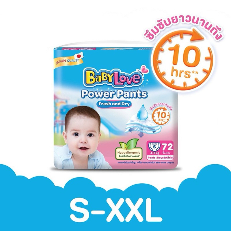 โค้ดคุ้มลด10-20% BabyLove Power Pants ห่อฟ้า กางเกงผ้าอ้อม