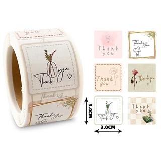 สติ๊กเกอร์ ขอบคุณ สี่เหลี่ยม 3*3ซม 300ดวง สติ๊กเกอร์ติดกล่อง ติดแก้ว ตกแต่ง sticker thankyou