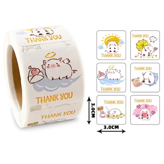 สติ๊กเกอร์ ขอบคุณ สี่เหลี่ยม 3*3ซม 300ดวง สติ๊กเกอร์ติดกล่อง ติดแก้ว ตกแต่ง sticker thankyou