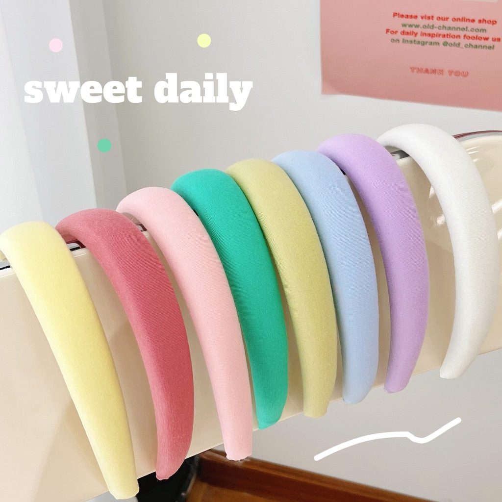 [ร้านไทย พร้อมส่ง] ที่คาดผมแบบผ้า บุฟองน้ำหนาด้านใน น่ารักมาก ที่คาดผมสีพลาสเทล มีหลายสี เป็น ที่คาดผม สไตล์เกาหลี