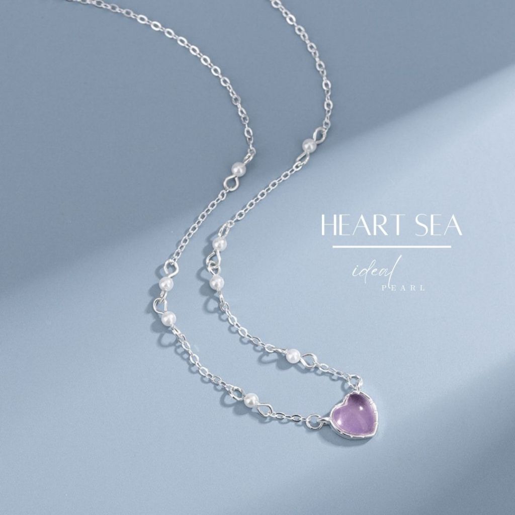 iDEAL สร้อยคอมุก Heart Sea สร้อยคอสวยๆ สร้อยมุก สร้อยคอคริสตัล สร้อยเงินแท้ สร้อยคอรูปหัวใจ