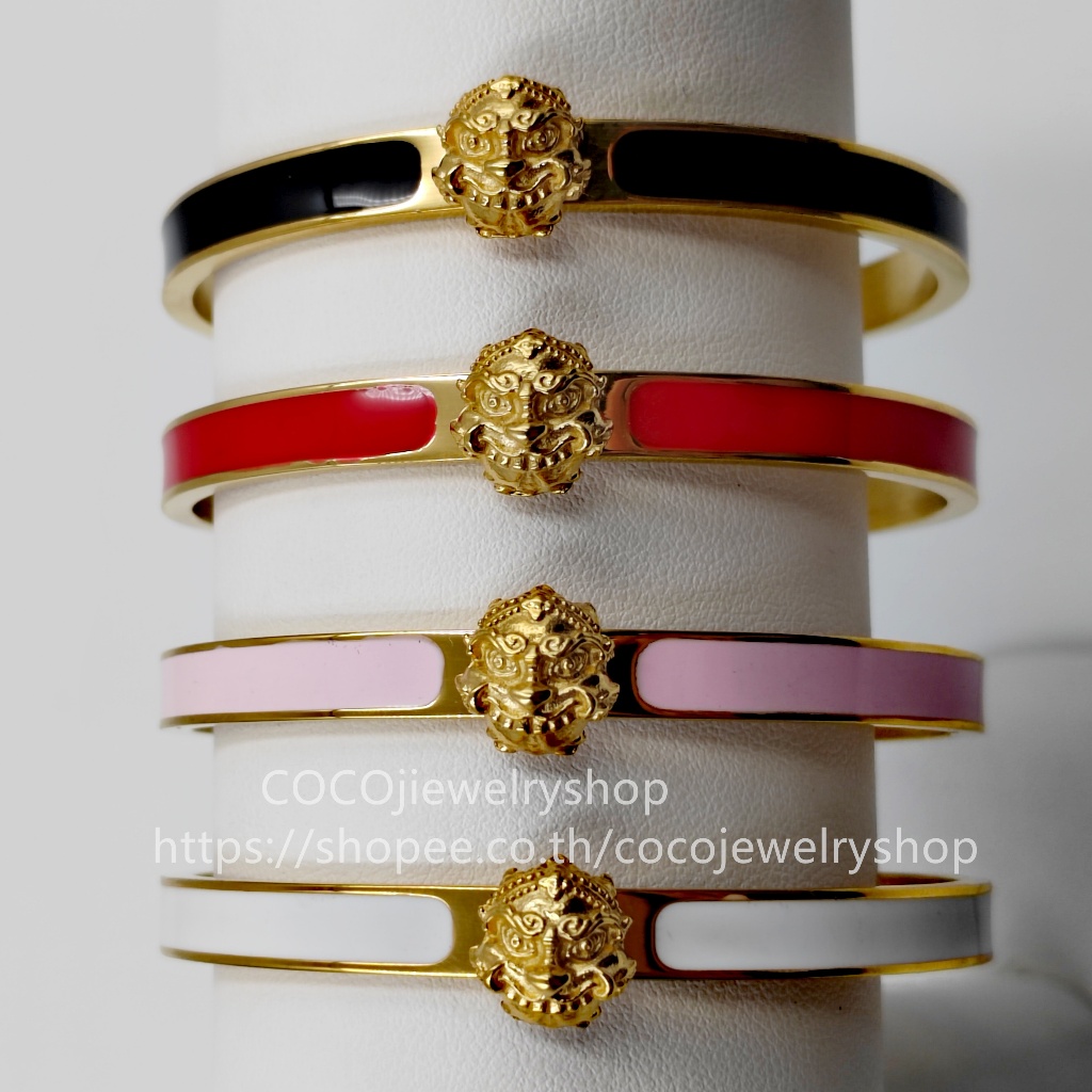 กำไลพระราหูลสีทอง มี4สี แดง ชมพู ดำขาว รอบวง57mm สแตนเลสแท้ 18Kไม่ลอกไม่ดำ