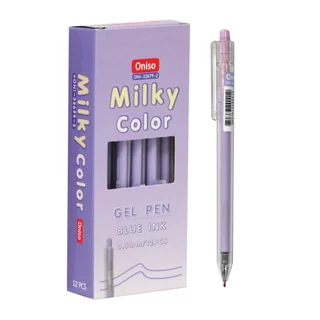 ปากกาเจล Oniso หมึกน้ำเงิน กันน้ำ 0.5 มม.แบบกด รุ่น milky color 32699 ปากกาโอนิโซะ gel pen