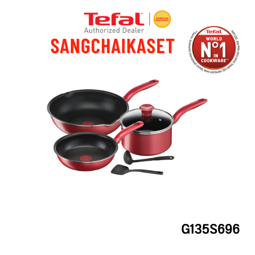 Tefal เซ็ตเครื่องครัว 6 ชิ้น So Chef ก้นอินดักชั่น กระทะ  หม้อ รุ่น G135S696
