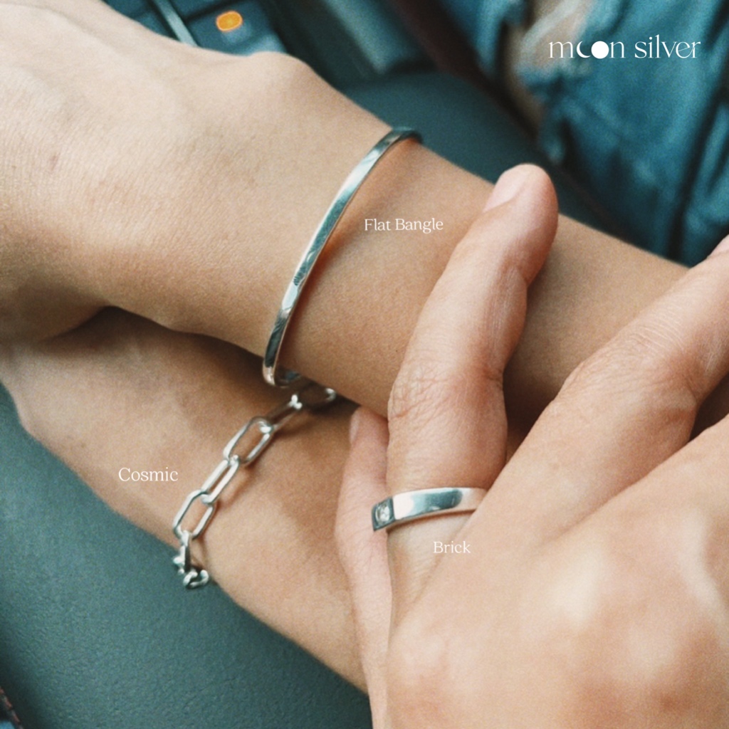 Moonsilver سوار فضة 925 مسطح C ‏3 مم — صورة 4