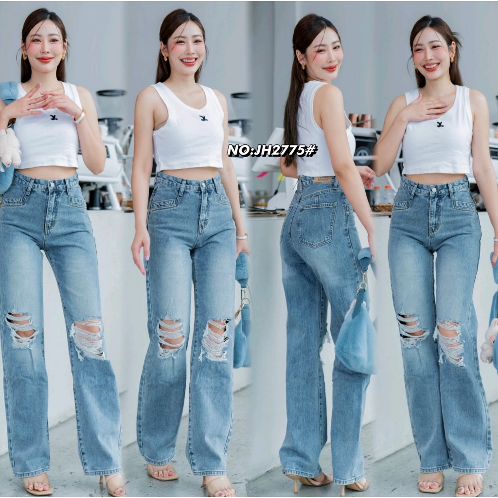 JH2775# กางเกงยีนส์ทรงกระบอก