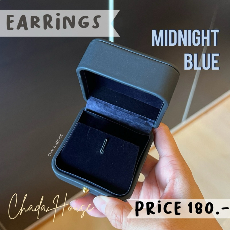 CHADA : Midnight Blue กล่องต่างหู กล่องหนัง PU ด้านในบุกำมะหยี่