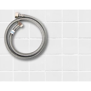 สายน้ำดีสแตนเลส 304 DUSS รุ่น STL 1/2" หัวทองเหลือง สายถักสแตนเลส ทนความร้อน100องศา ยาว 35-150 ซ.ม.