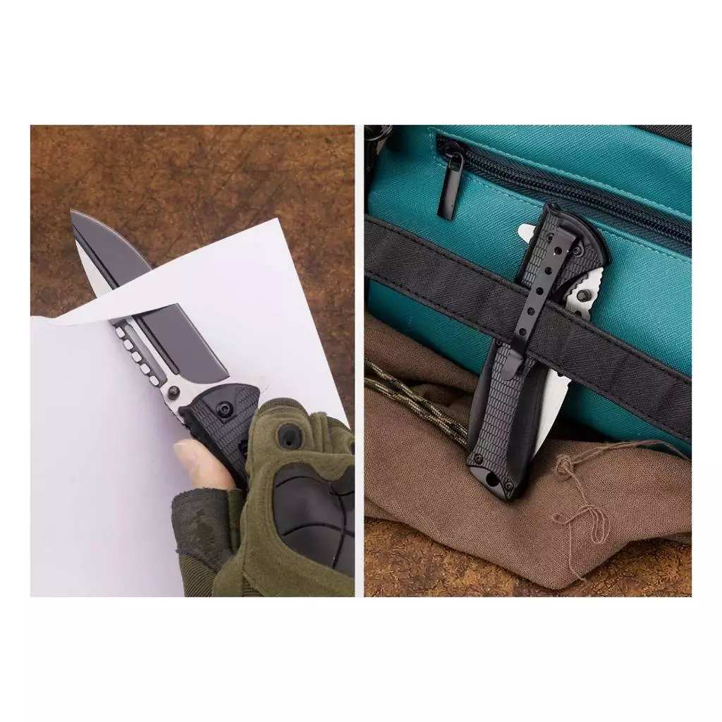 มีดแค้มปิ้ง สีทูโทน มีดเชือกพันด้าม EDC Tactical Camping มีดพกพาสะดวก มีดพับอเนกประสงค์ มีดพกพาpub26 thumbnail 9