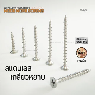 สกรูยิงไม้ สแตนเลส410 ตีเกลียวตลอดตัว F7 ตะปูเกลียวงานไม้ 50ตัว ทนสนิมแดดฝนภายนอก งานเรือ สแตนเลสแท้ 410 แม่เหล็กดูดติด