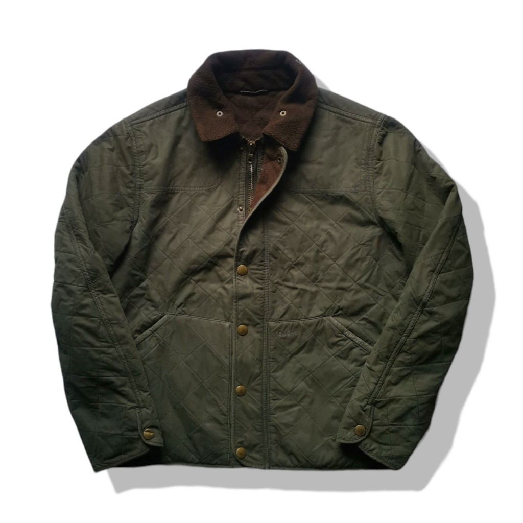 Vintage Barbour Bowden Fleece Lined Quilted Jacket รอบอก 46”