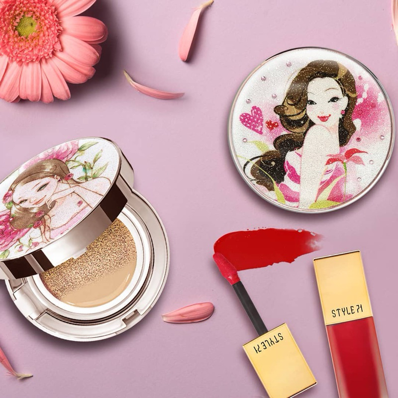 ตลับเปล่า เติมครีมคูชชั่น รองพื้นที่ชอบ แถมพัฟ STYLE71 ตลับสไตล์เพชรแฮนเมค