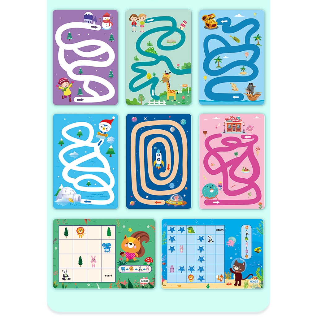 สมุดฝึกเขียนมือสำหรับเด็ก, หนังสือวาดรูปและฝึกการมุ่งความสนใจสำหรับเด็กเล็ก, การวาดภาพด้วยน้ำ, การวาดเขียน, หนังสือระบาย - รูปที่ 3