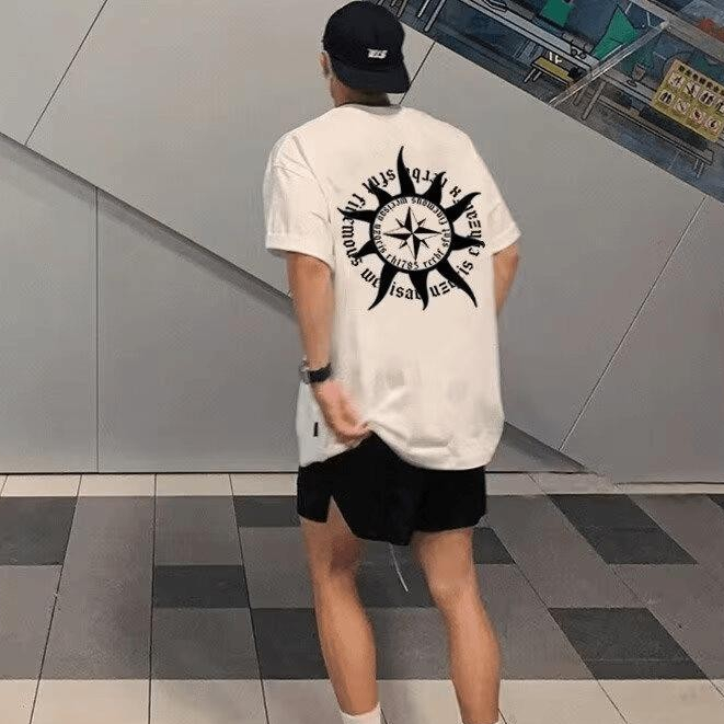 UT ใหม่ เสื้อยืด โอเวอร์ไซส์ ผู้ชายและผู้หญิง ลายSTAR"Sun Totem"ผ้าคอตตอน ผ้าฝ้ายใส่สบาย สไตล์เกาหลี สไตล์อเมริกัน สตรีท