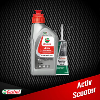 น้ำมันเครื่อง Castrol Activ Scooter 0.8L. พร้อมน้ำมันเฟืองท้าย 120ml. กึ่งสังเคราะห์ รถสายพาน